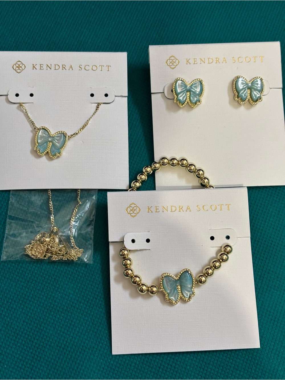 Kendra Scott Blue Bow Jewelry Set - Necklace, Bracelet & Earrings